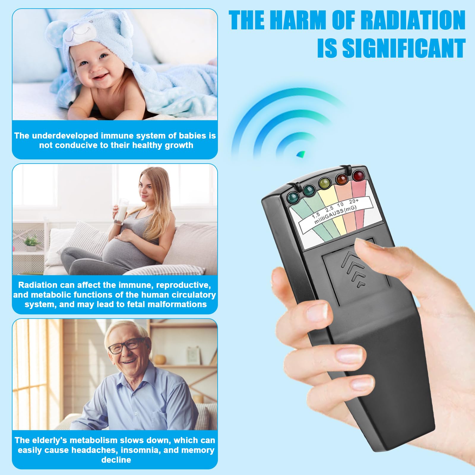 EMF-Messgeräte, K2 EMF Meter, K2 EMF Messgerät Paranormal Equipment Tester, Elektromagnetische Felder Messgerät, Strahlungsdetektor Digitaler Tragbarer, für Büro, Zuhause, Geisterjagd