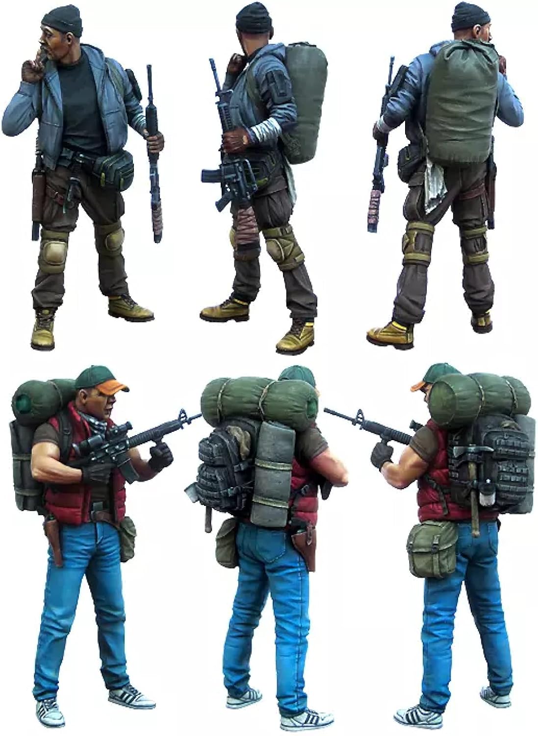 Risjc 1/35 The Battle Between Humans and Zombies Resin Soldier Model (2 People) unpainted and unassembled Miniature Model kit/D33079