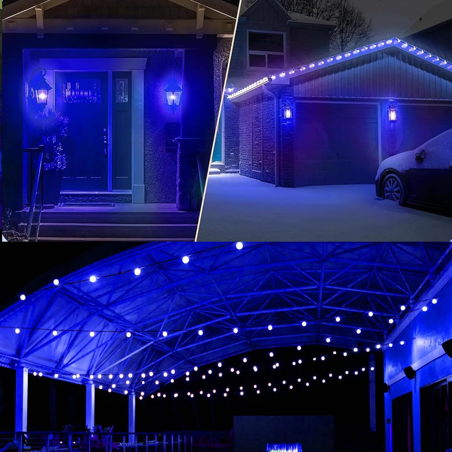 15 Stück S14 LED-Glühbirnen, blaue Weihnachts-Ersatzbirne, 1 W Lichterkette, Vintage-Edison-Kunststoff-Deko-Birne, E26-Sockel, Outdoor-Lichterkette, LED-Filament-Birne für Terrasse