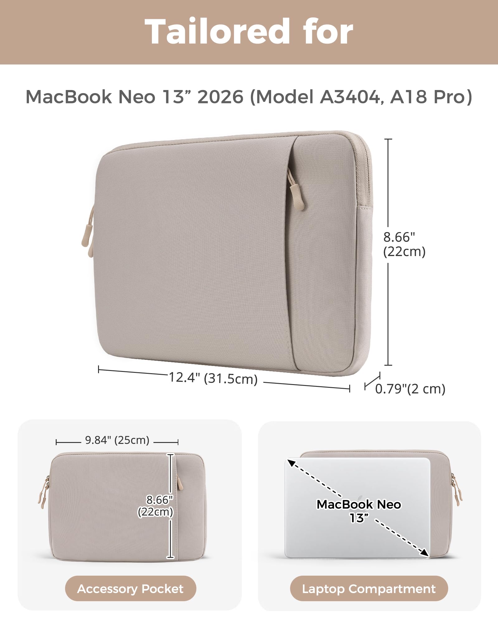 ProCase MacBook Neo専用設計パソコンケース 13インチ カラーコーデPCケース ノートパソコンケース - ピンクレオパード | 2026年モデル（A18 Pro）対応，保護スリーブ,薄型インナーバッグ,ソフト裏地, 衝撃吸収, 傷防止, 軽量, 持ち運び便利, 通勤通学