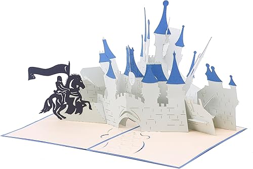 Knight & Castle - Tarjeta de felicitación desplegable 3D para todas las ocasiones, premium, hecha a mano, 5 x 7 pulgadas, sobre incluido