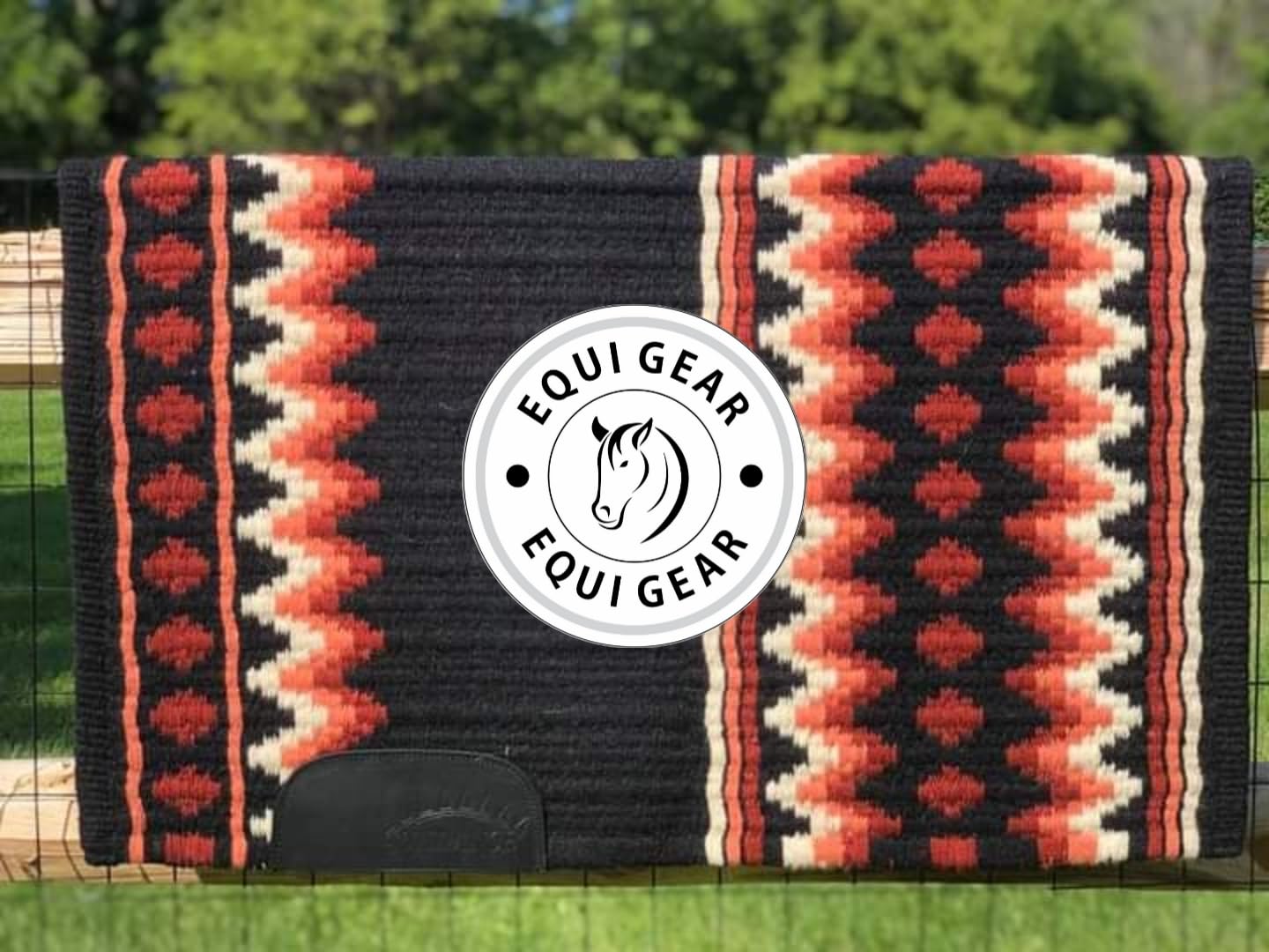 Horse Western Ranch Sottosella/Coperta da sella Western in lana neozelandese con imbottitura in lana con sensore Flex (personalizzazione disponibile) AQ03 (34" x 40")