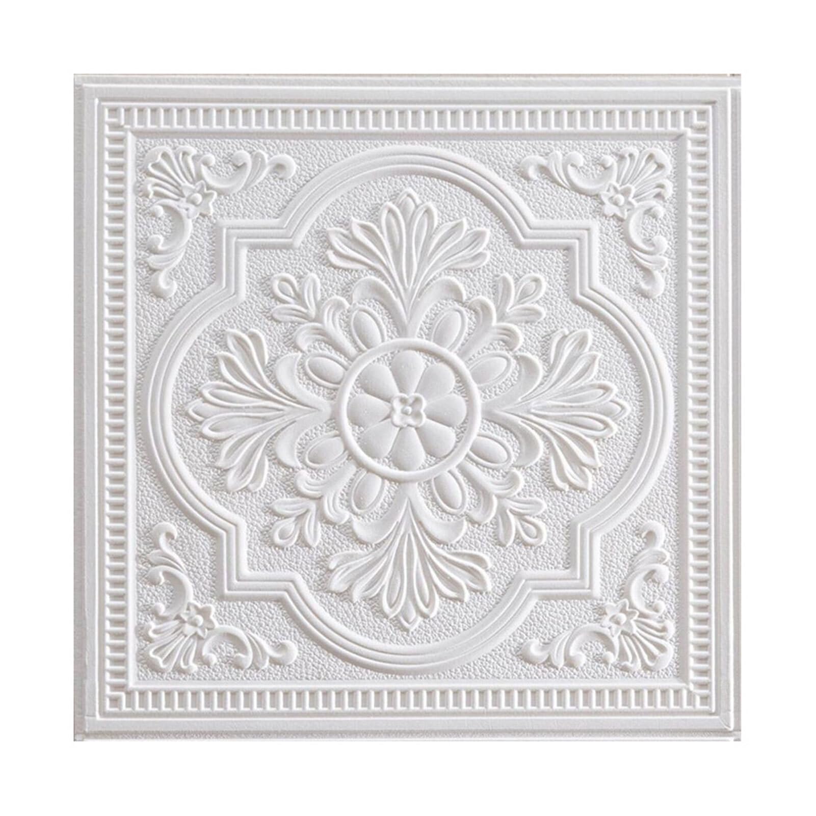 siduytin 10pcs DIY Decor Ceiling Tiles Self Adhesive Wallpapering Supplies 10PCS 3D Wall Panels Soft Pe Foam Tiles Plastic, B