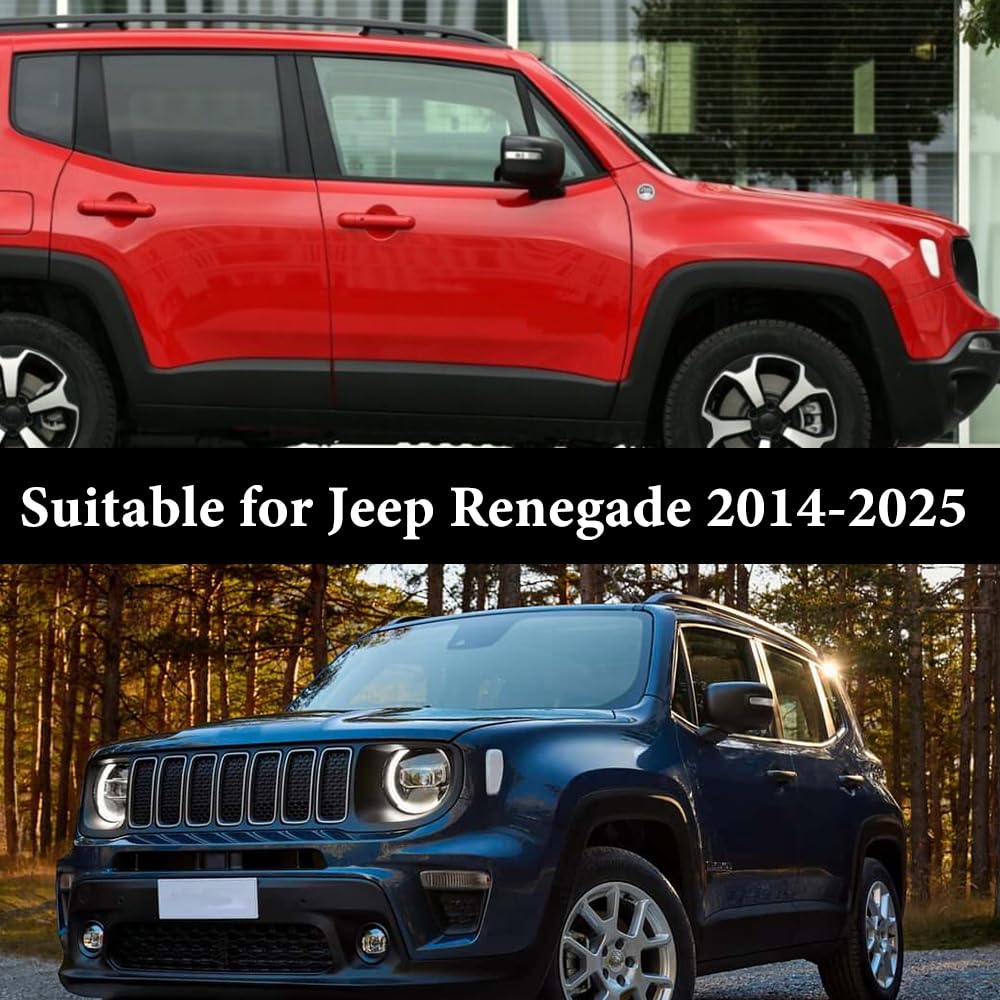 Tappi per Specchietti Nera, Copri Specchietto Retrovisore Auto Coppia Calotte Specchio Destra + Sinistra Compatibile con Jeep Renegade 2014-2025