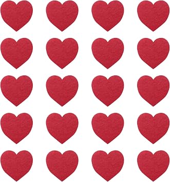 50 Pcs Felt Heart Cutout for Valentines Day Large 5 CM Cute Heart Embellishments for Wedding Decoration Scrapbooking Sewing Crafting Project Red
