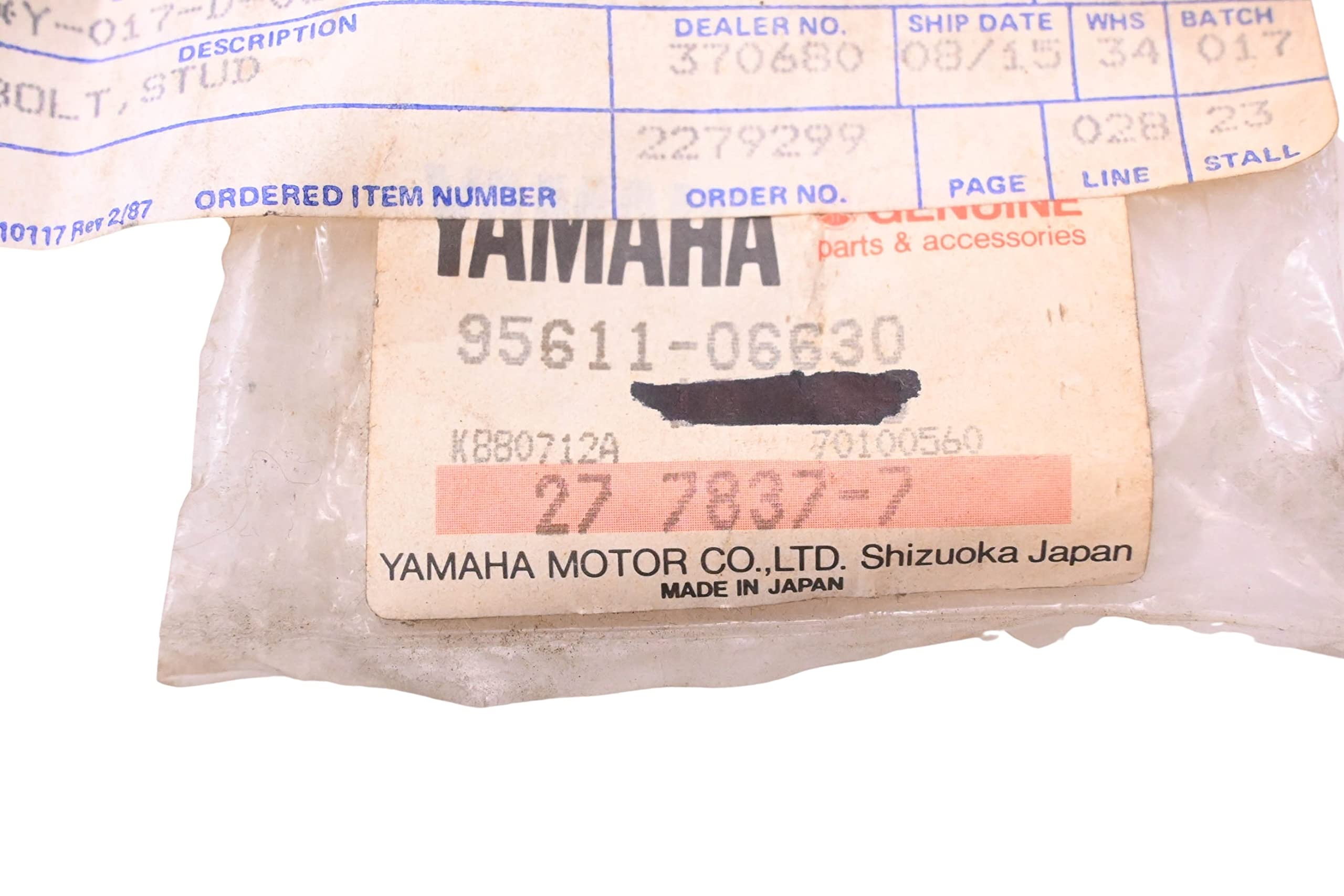 Amazon.com: Yamaha 95611-06630-00 Bolt, Stud; New # 90116