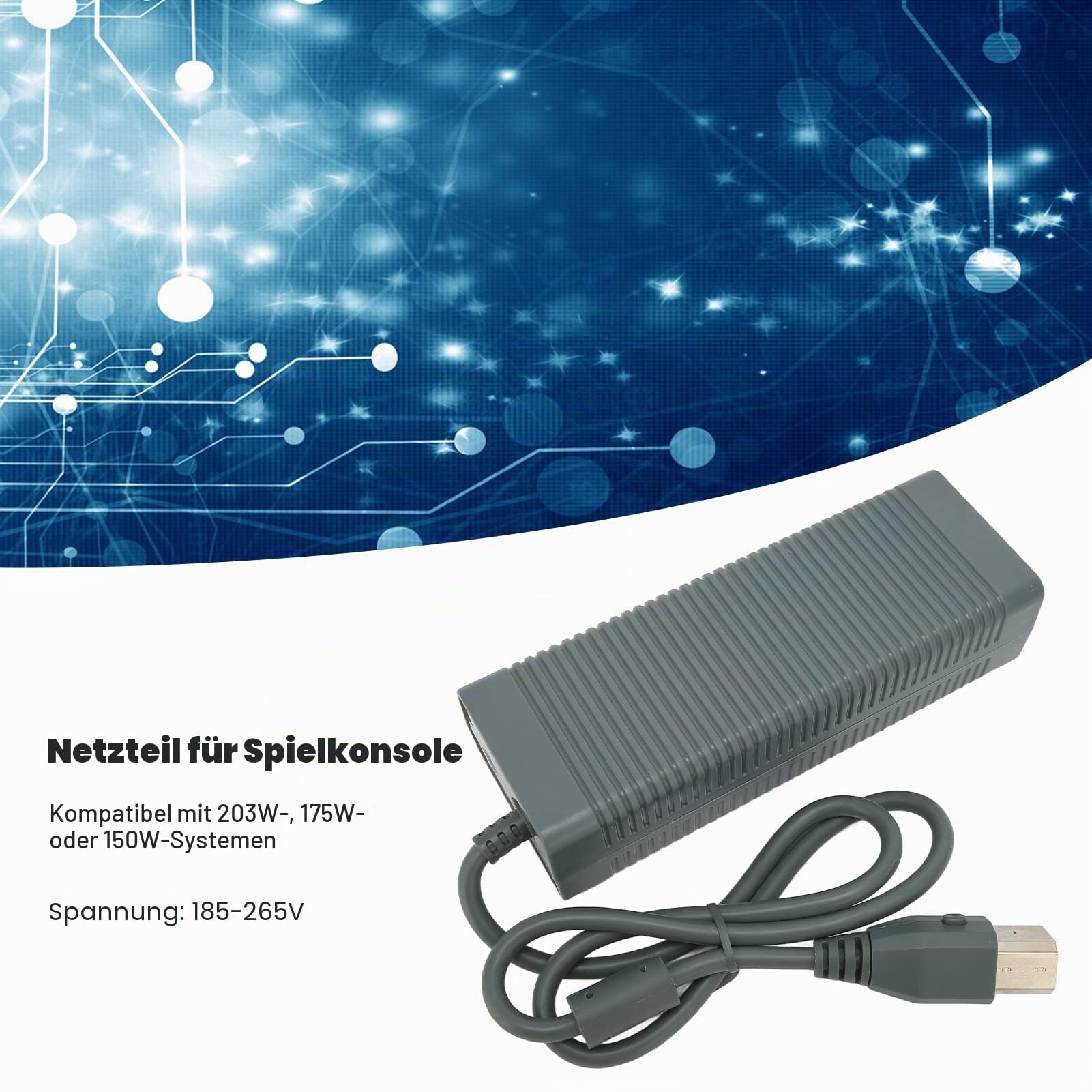KIMISS Für 360, Konsolen-Netzteil-Ladegerät-Adapter Spiel mit Kabel 185-265VEU-Stecker