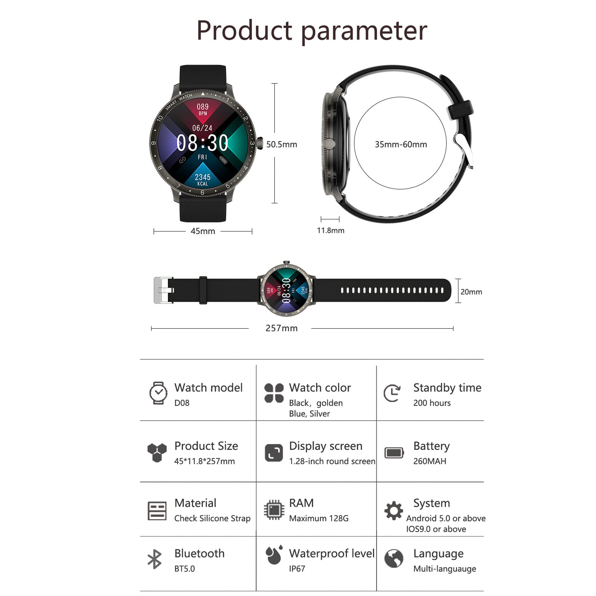 Montre Connectée Femme 2022 avec Appel/Numérotation Bluetooth Smartwatch Sport IP67 avec Lecteur de Musique Fonction Féminine Podomètre Fréquence Cardiaque Bracelet