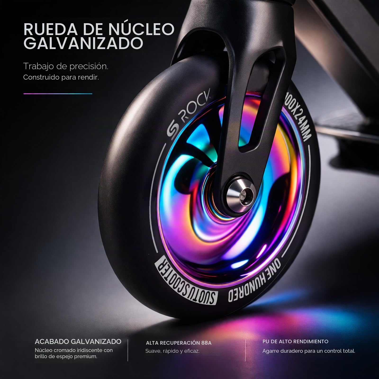 Patinete Freestyle, Dirección de 360°, Ruedas de PU de 85A 100 mm, Scooter Freestyle para Niños Adolescente y Adultos, Capacidad Máxima de Carga: 100 kg, Aluminio