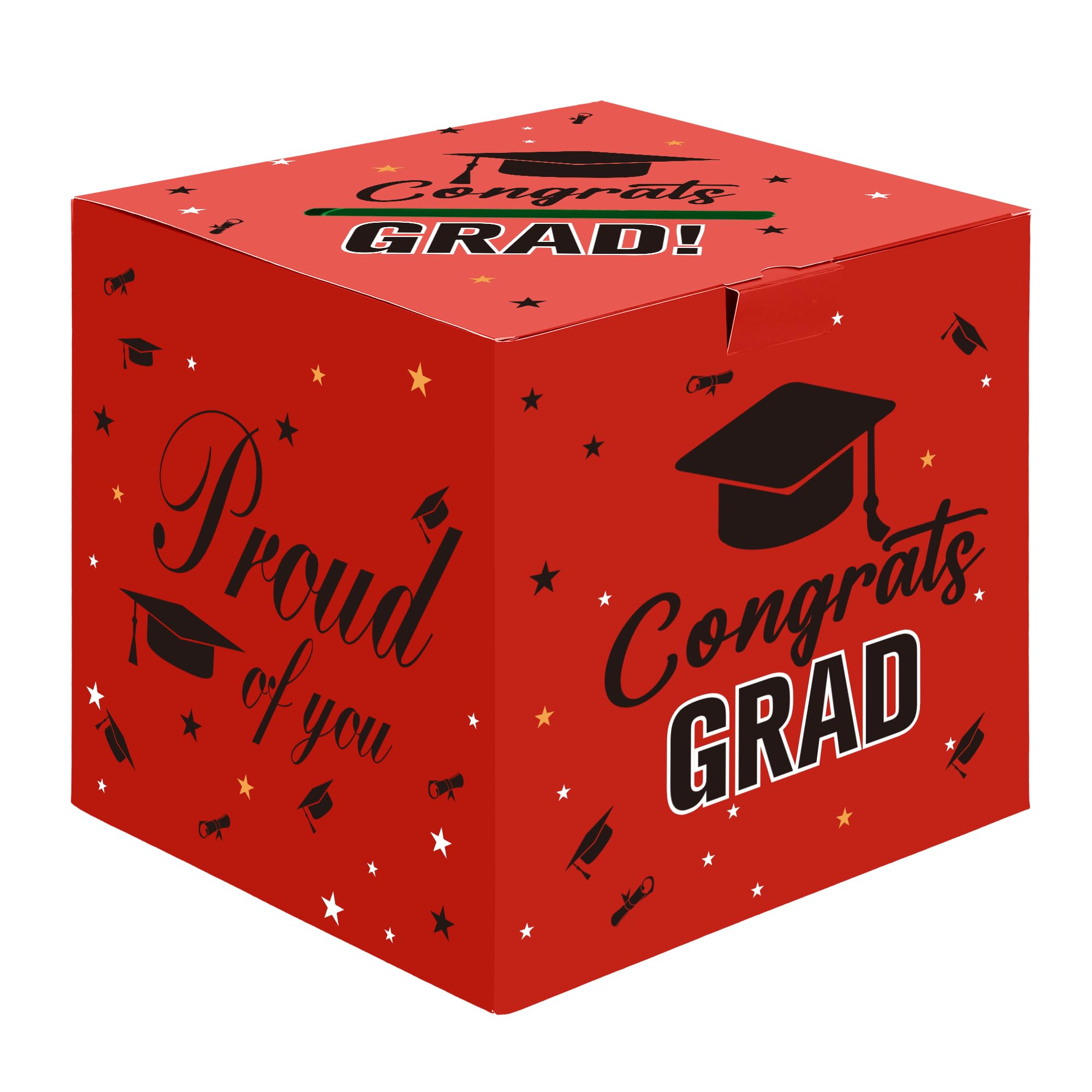 Graduation Card Box, 2026 Graduation Party Decorations Red Card Box for Graduation Party 2026 Graduation Card Holder Foldable Congrats Grad Box for Gifts and Cards Graduation Party Favors Supplies