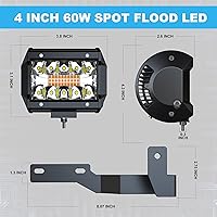 Vista 3 de ASLONG 2 unidades de 4 pulgadas blanco/amarillo ámbar LED de triple fila de luz de inundación combinada de inundación de conducción, arnés