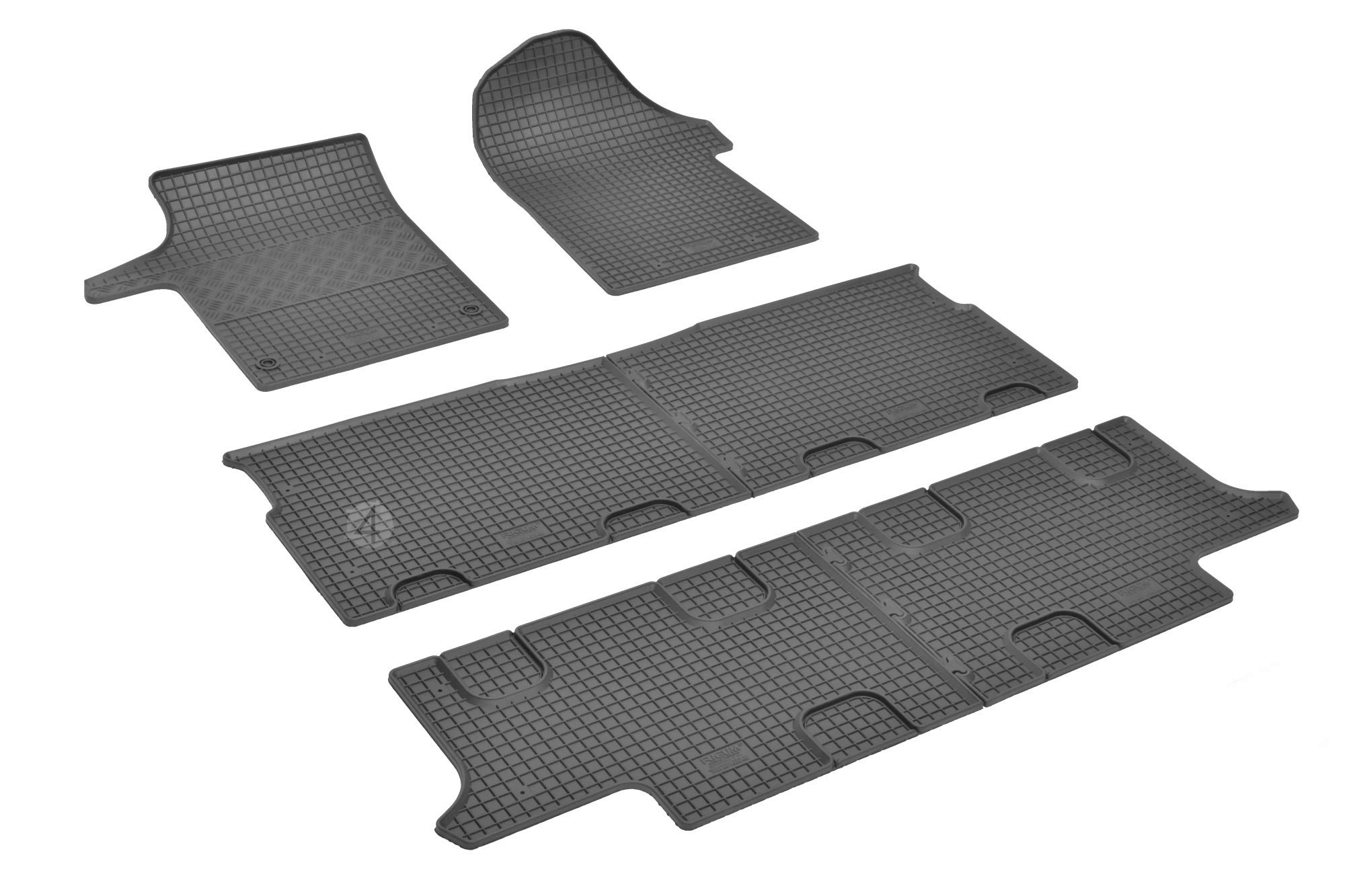 Rigum Kofferraumwanne und Gummifußmatten, Schwarz, geeignet für Mercedes Vito Viano 8-9 Sitzer ab 2014, 80 cm, Kunststoff, Gummi