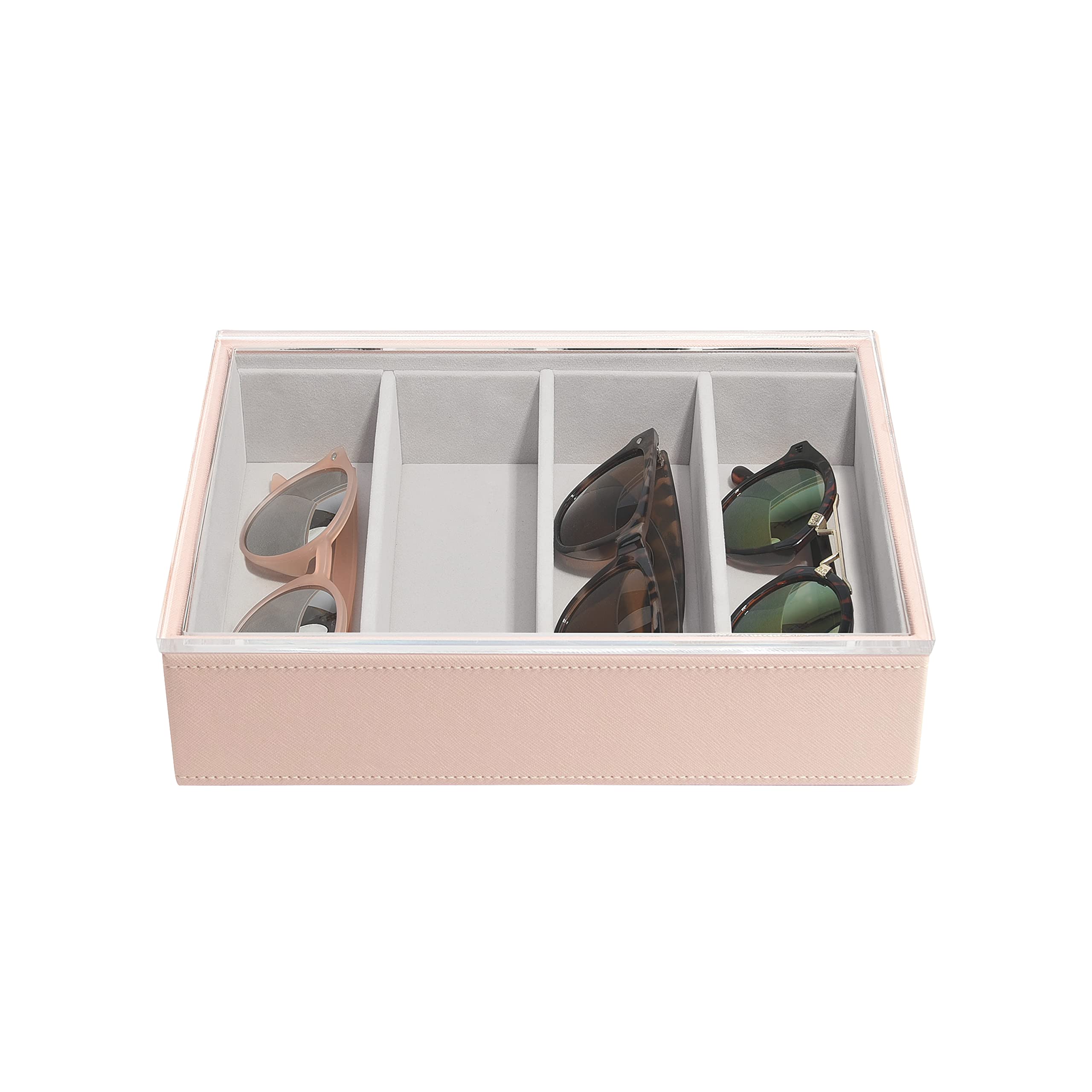 StackersStackers Blush Pink Classic Medium Jewellery Box Sunglasses Layer With Acrylic Display Lid