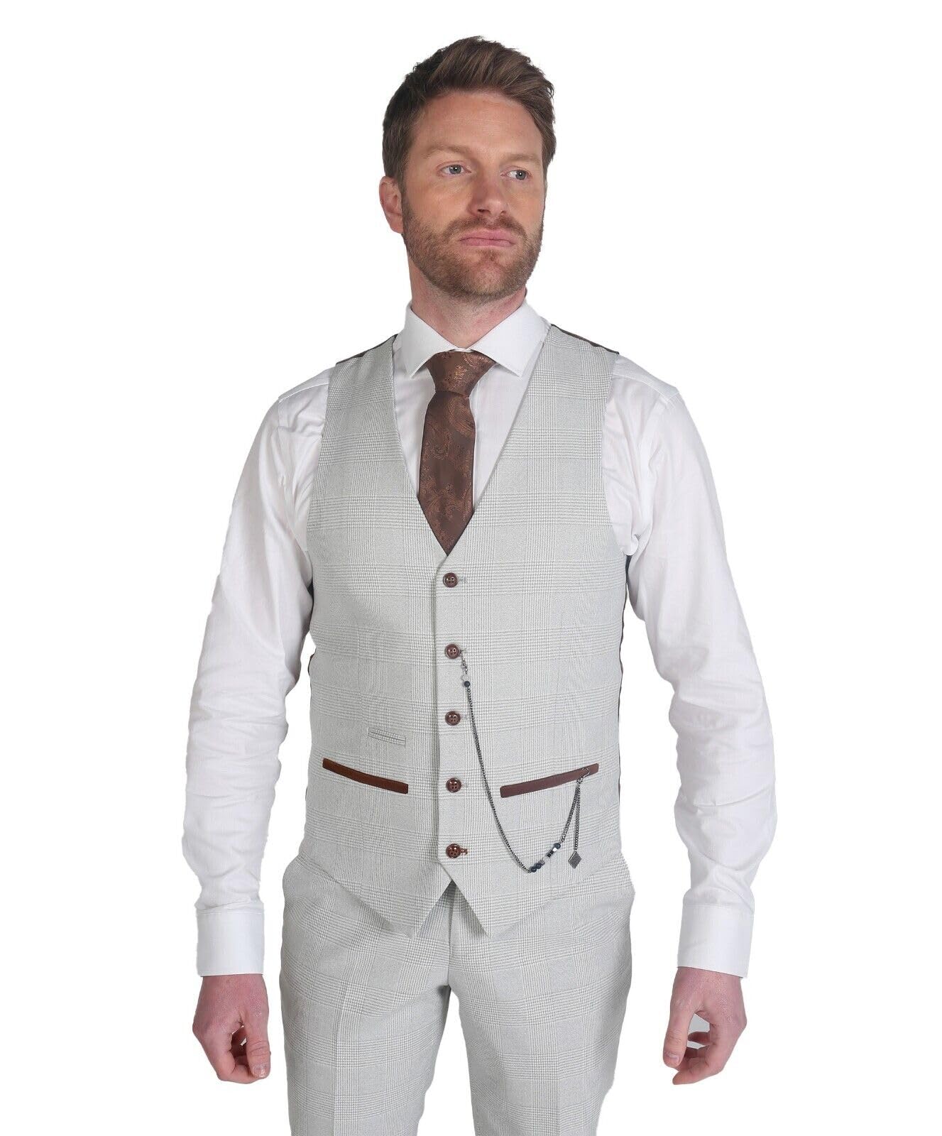 SIRRI Abito da Uomo in Tweed a Spina di Pesce Venduto separatamente Abito Grigio - Completo da Sposa su Misura per Affari