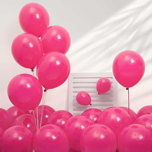 Miniatura 4 de Ponamfo Kit de arco de globos rosados  120 piezas de 18 + 12 + 10 + 5 pulgadas, kit de guirnalda de globos rosa intenso de diferentes tamaños como