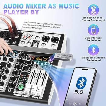 Amazon.com: 4 Channel Audio Interfacer DJ Mixer Sound Board