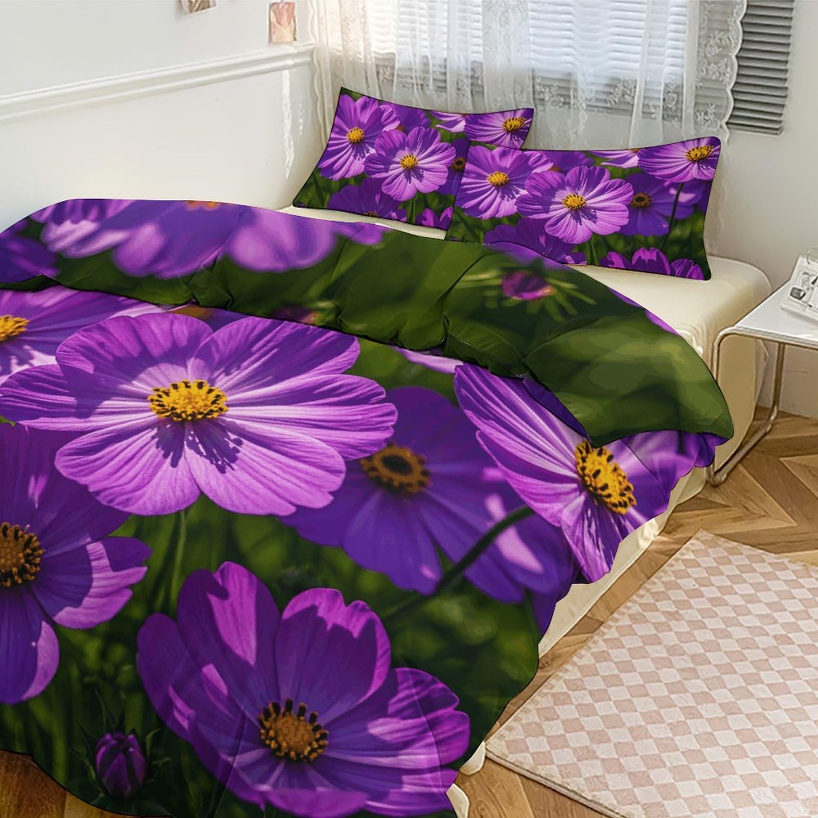 Couette pour grand lit à fleurs violettes pour le confort de la maison et hôtel