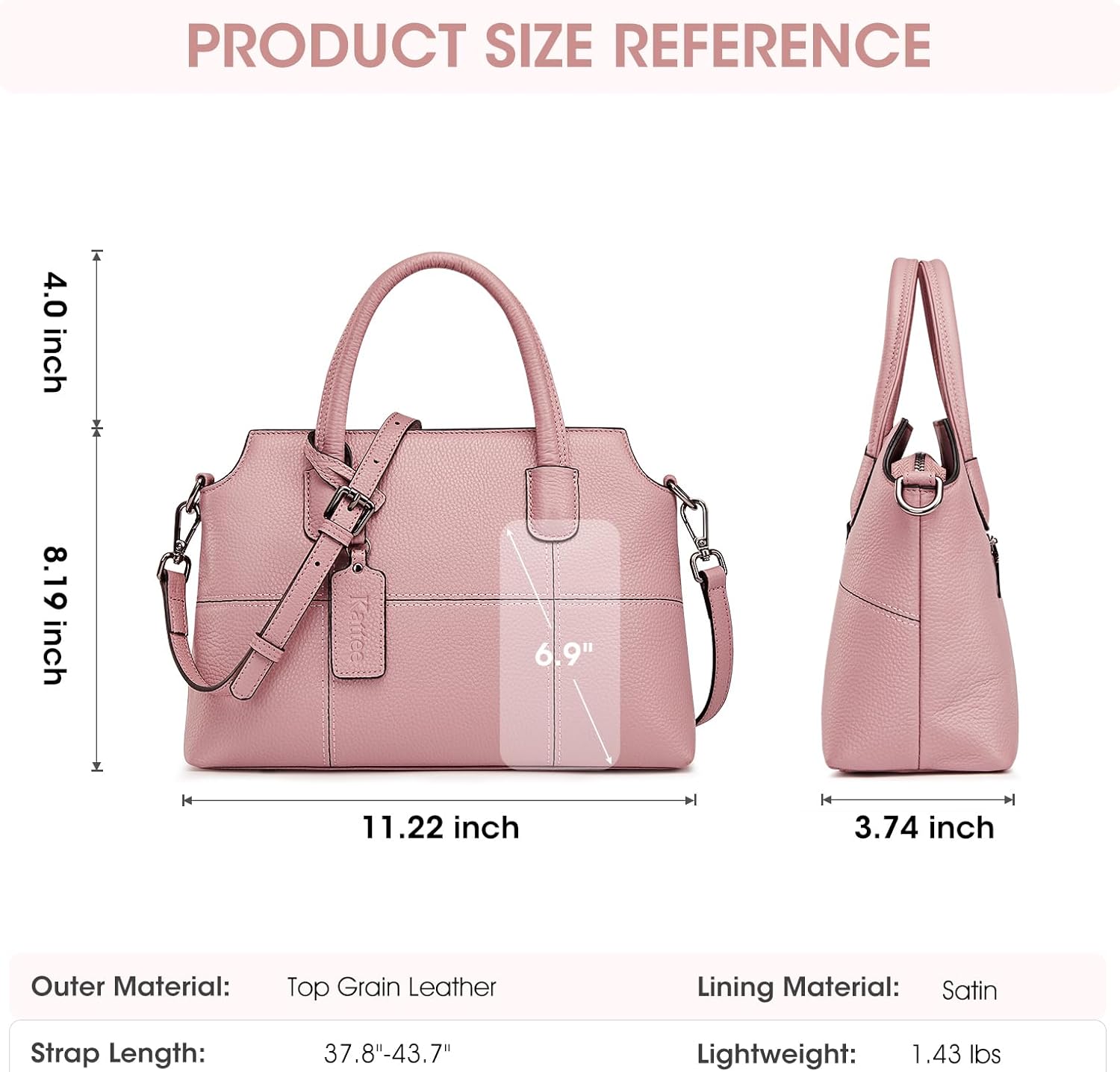 Kattee Genuine Leather Handbags for Women, Soft Hobo Satchel Shoulder Crossbody Bags Ladies Purses - Image 4