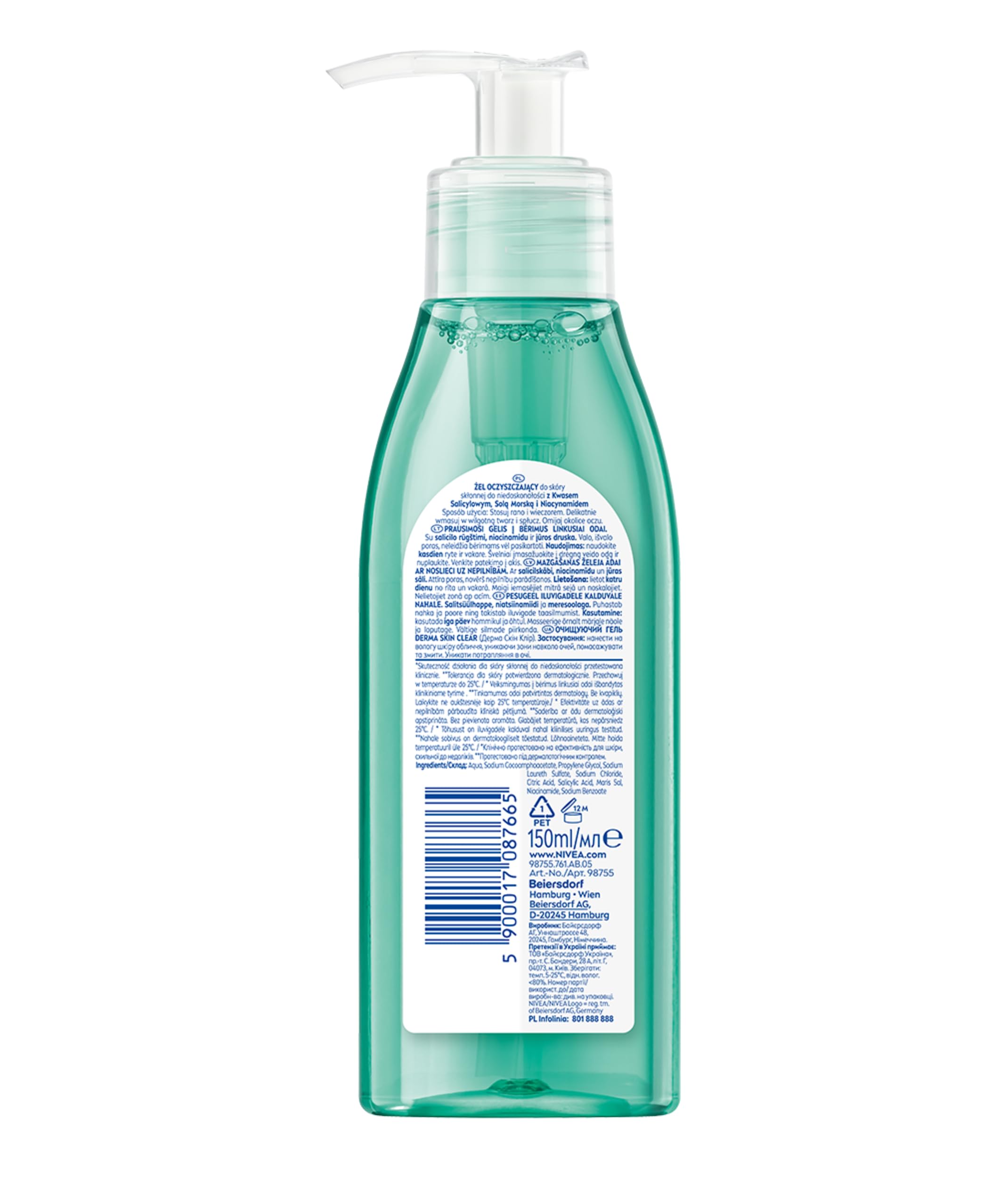 NIVEA Derma Skin Clear Oczyszczający żel do mycia twarzy 150 ml