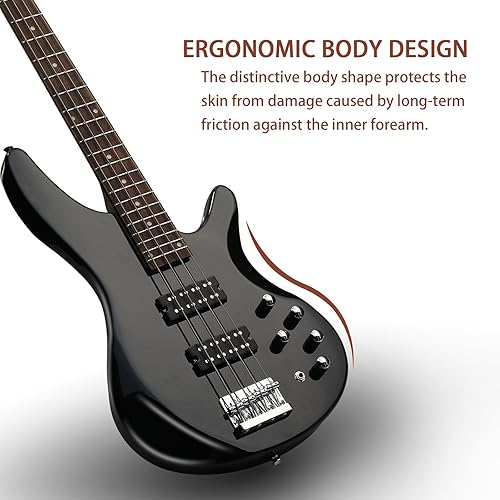 Miniatura 3 de Ktaxon Bajo eléctrico de 4 cuerdas, tamaño completo, estándar para diapasón de palisandro para diapasón, diapasón, diapasón, kit para principiantes