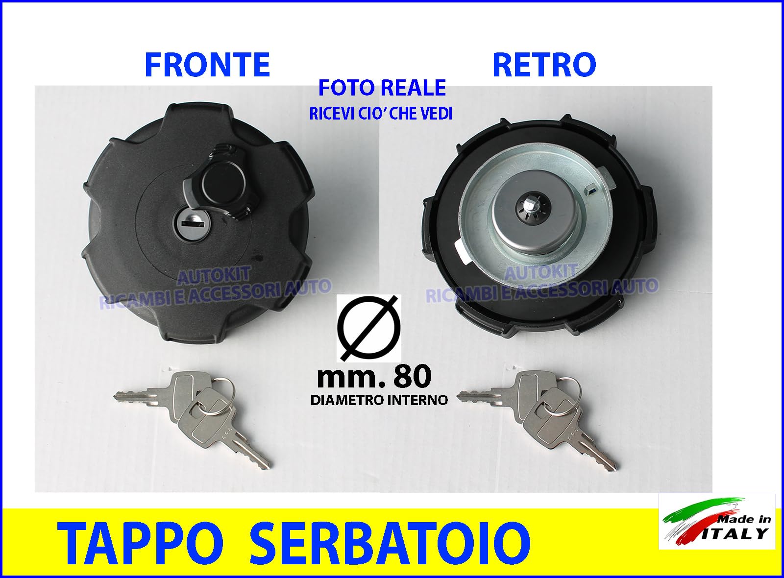 TAPPO SERBATOIO GASOLIO CON 2 CHIAVI ANTIFURTO con DIAMETRO INTERNO da mm.80 NON ORIGINALE COMPATIBILE con IVECO EUROCARGO Eurotech - Eurostar - Eurotrakker - 019858