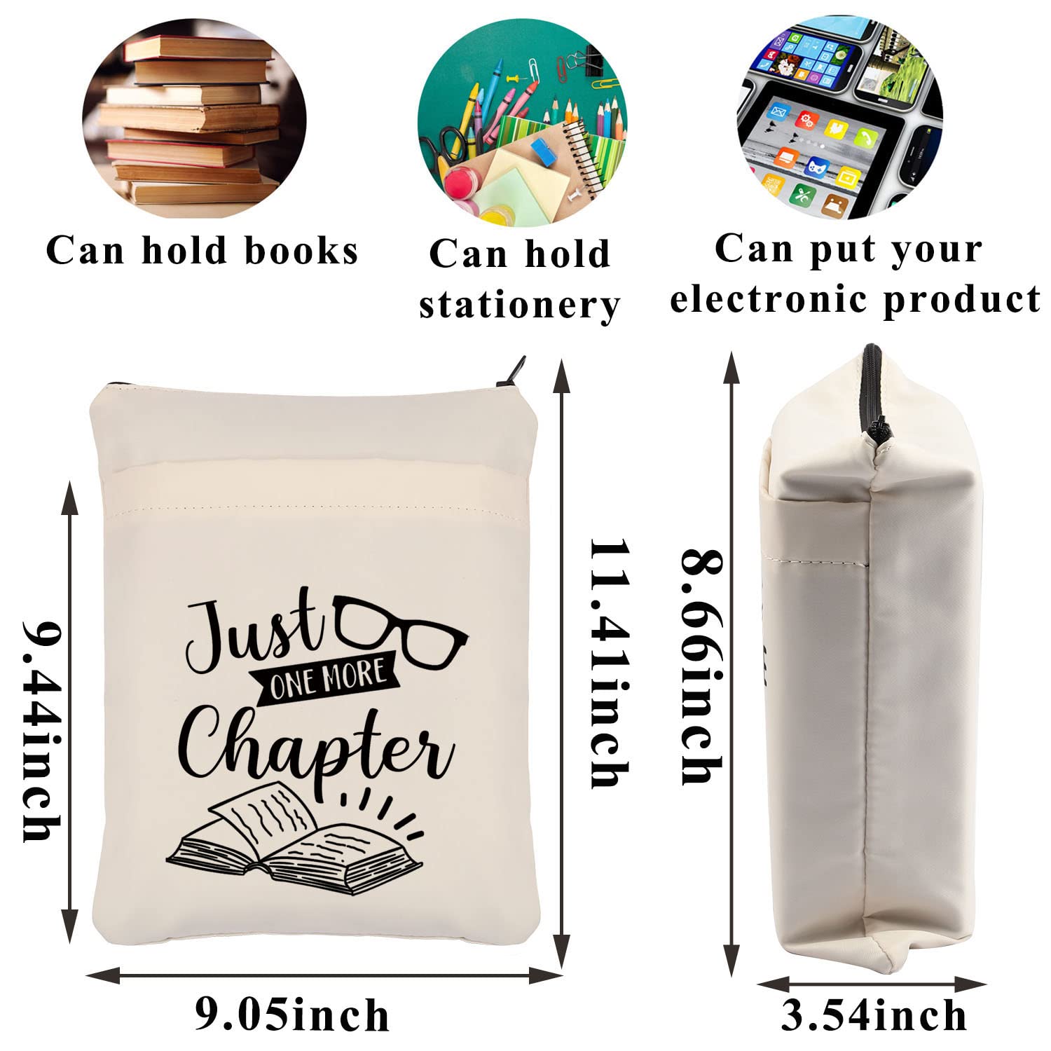 PLITI Bookworm Book Sleeve Librarian Appreciation Gift - Just One More Chapter Book Protector for Women (More Chapter BSU) - Image 2