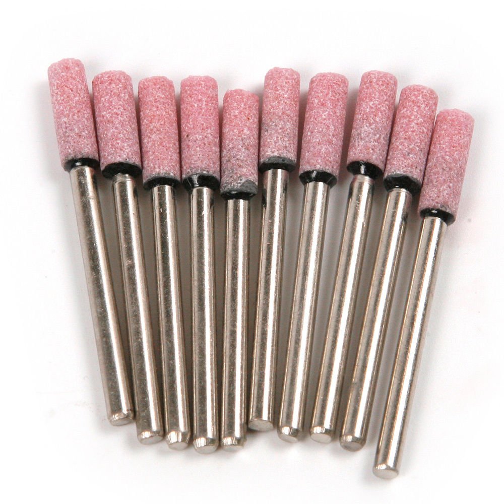 Generic 10pcs 3mm Shank Cylinder Abrasive Round Mounted Points Grinding Wheel Stone Tool