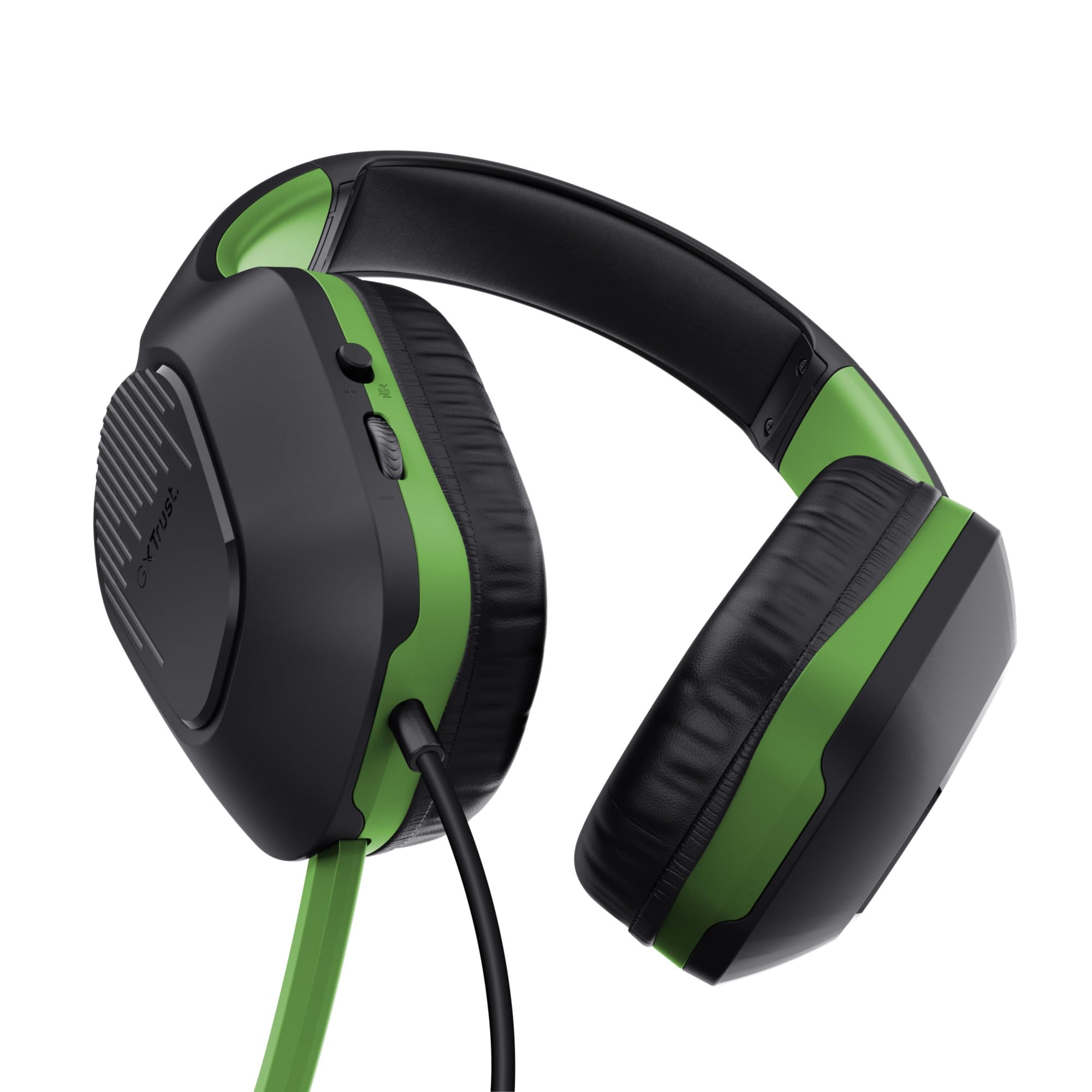 Trust Gaming GXT 415X Zirox Lekkie słuchawki do gier Xbox Series X/S z przetwornikiem 50 mm, gniazdo audio 3,5 mm, kabel 1,2 m, regulowany pałąk, słuchawki z mikrofonem nausznym - czarny/zielony | Przetworniki 50 mm, jack audio 3,5 mm, kabel 1,2 m, przewo