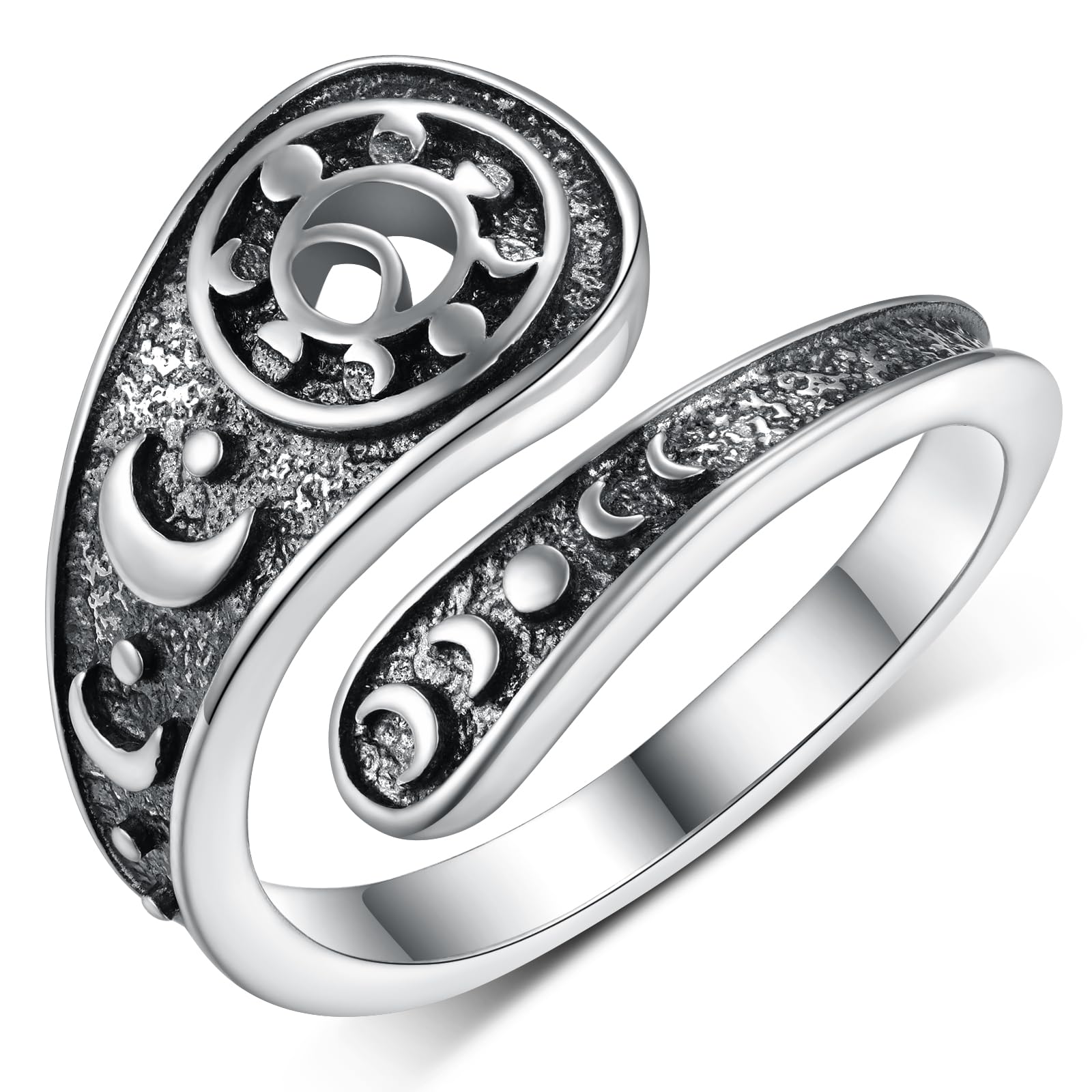 YorionkeFaith/Moon Phase/Celtic/Phoenix Spoon Ring 925 Sterling Silver Thumb Ring Jewelry Girl Woman Birthday Gift