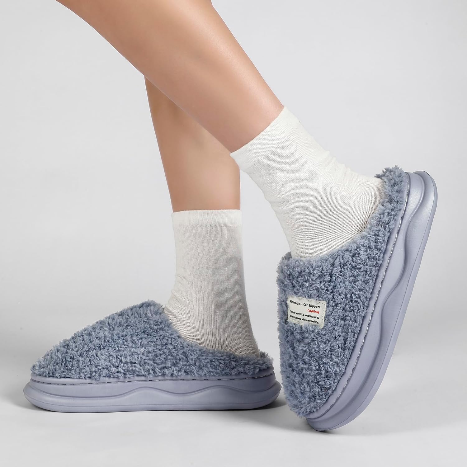 Slippers for Women Men, Memory Foam Slippers for Women, Soft Thick Fuzzy Bedroom House Shoes Indoor Outdoor - Image 7