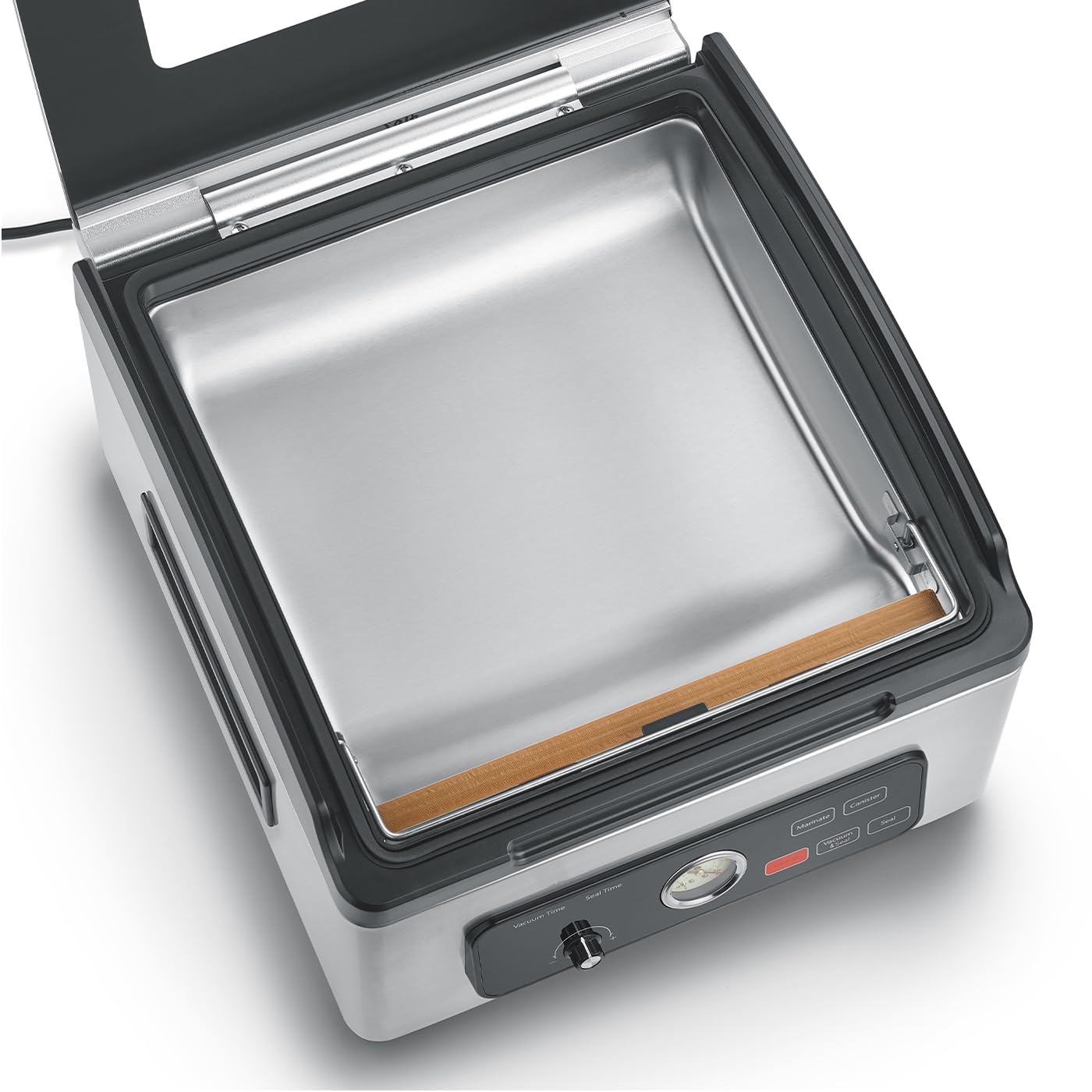 CASO VacuChef 700 - Sellador al vacío de cámara de acero inoxidable de 8 litros, fuerte bomba de vacío profesional de 70 litros/minuto, tapa de vidrio templado, para alimentos
