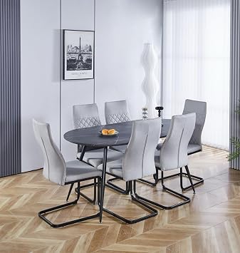 Hallowood Furniture Cullompton Large Oval Dining Table and Chairs Set 6