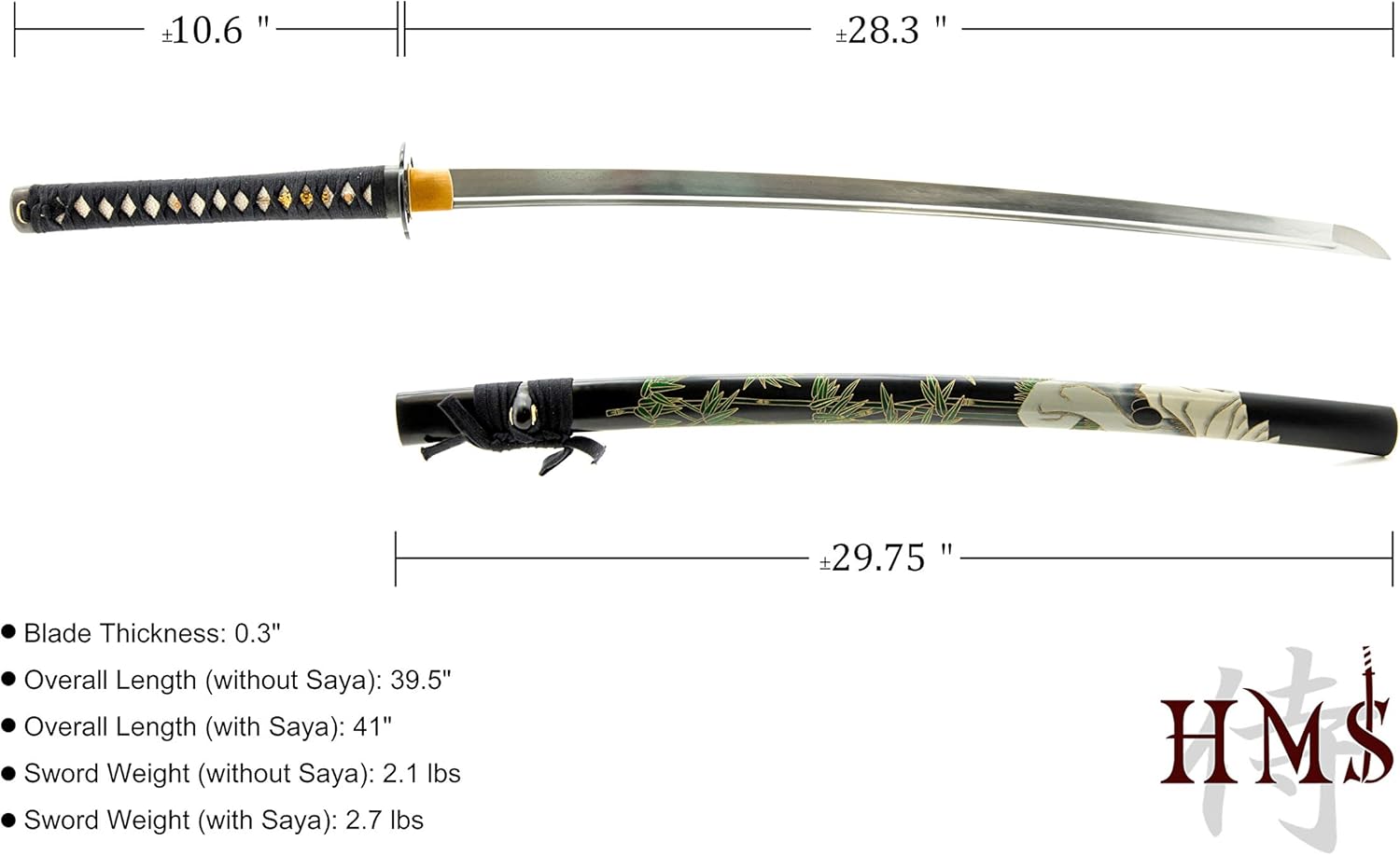HMS Japanese Style Samurai Katana Swords, Battle Ready, Hand Forged, 1045 Carbon Steel, Heat Tempered, Full Tang, Sharp