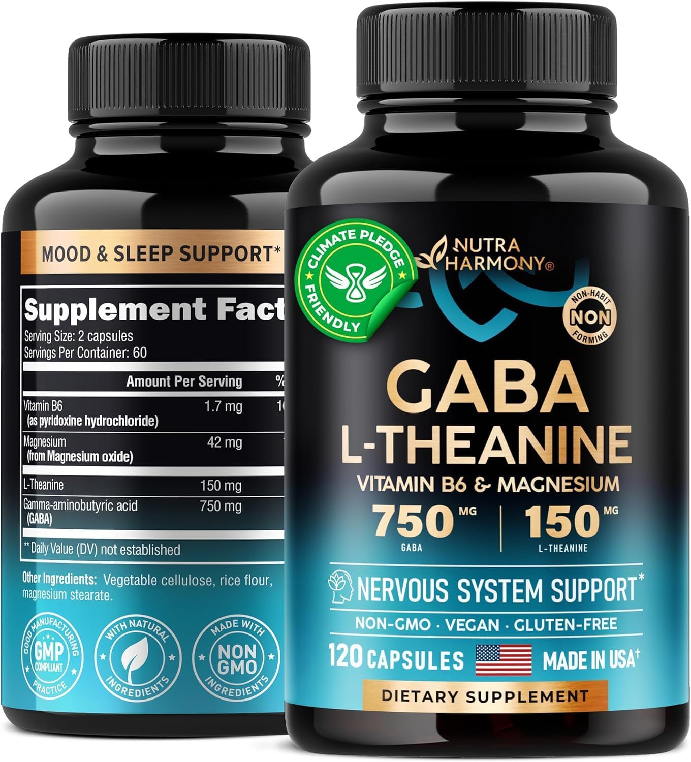 GABA Supplements 900 mg | L-Theanine | Magnesium | Vitamin B6 - Natural Calm | Sleep | Relaxation | Stress Relief Support - 750 mg Gamma AminoButyric Acid - 120 Natural Vegan Capsules (B0D45JR2PY) Amazon Price History, Amazon Price Tracker