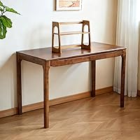 Vista 5 de Escritorio de madera maciza de 40 x 24 pulgadas con cajones, escritorio de madera para espacios pequeños, escritorios de oficina en casa