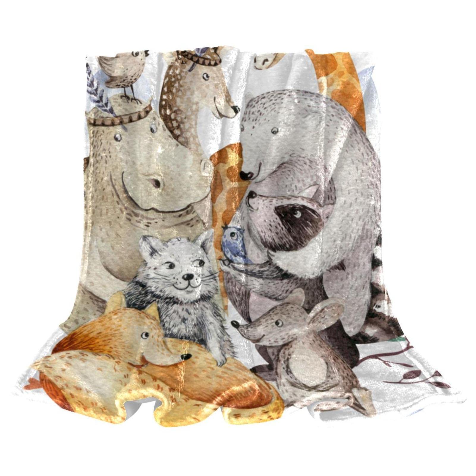Couverture polaire de literie motif renard pour lit et canapé douillet