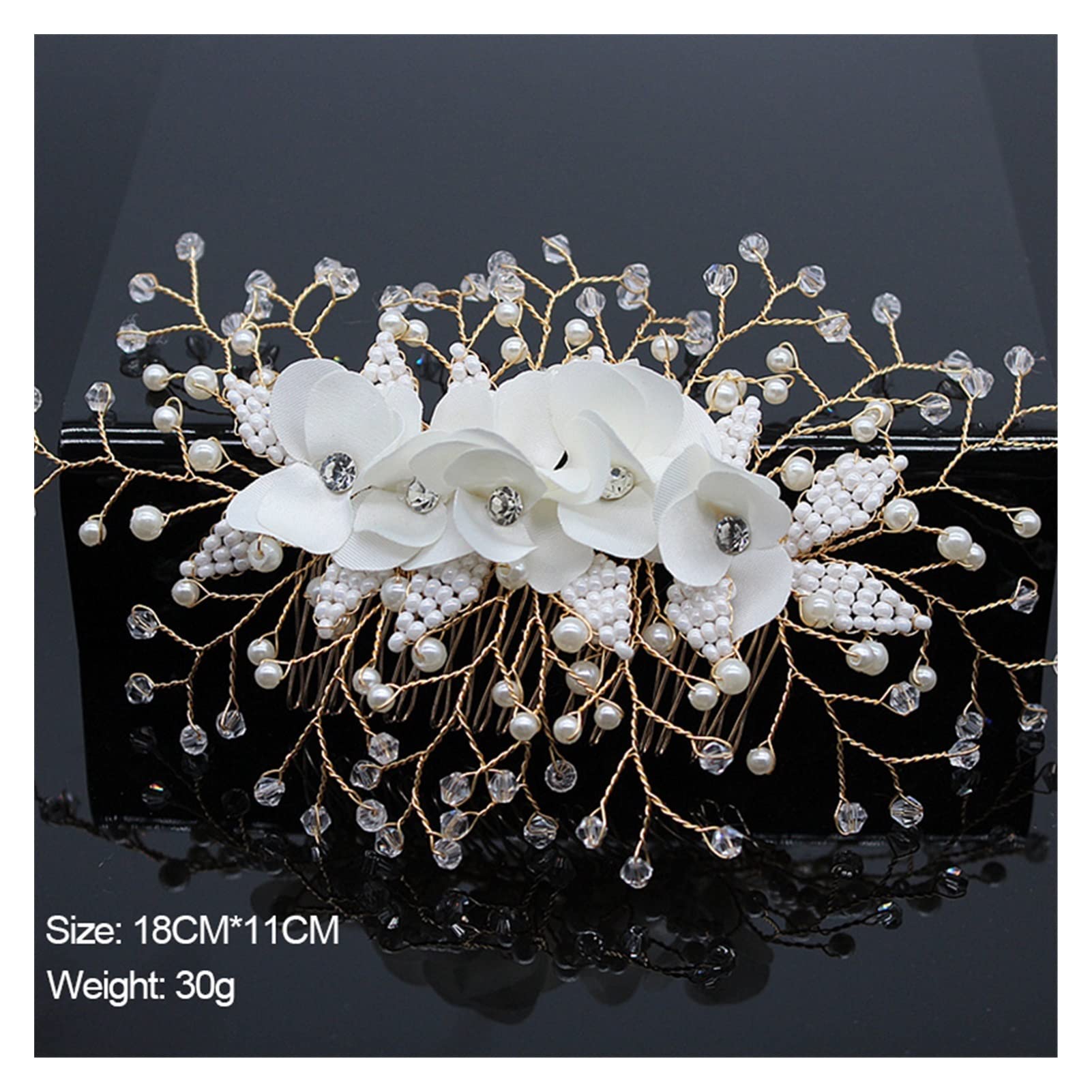 Diseño de Accesorios for el Cabello de Boda de Cristal Hecho a Mano Tiara Headselipista de Cabello Perla for el Cabello de la Altura (Metal Color : DHXT35GKY)