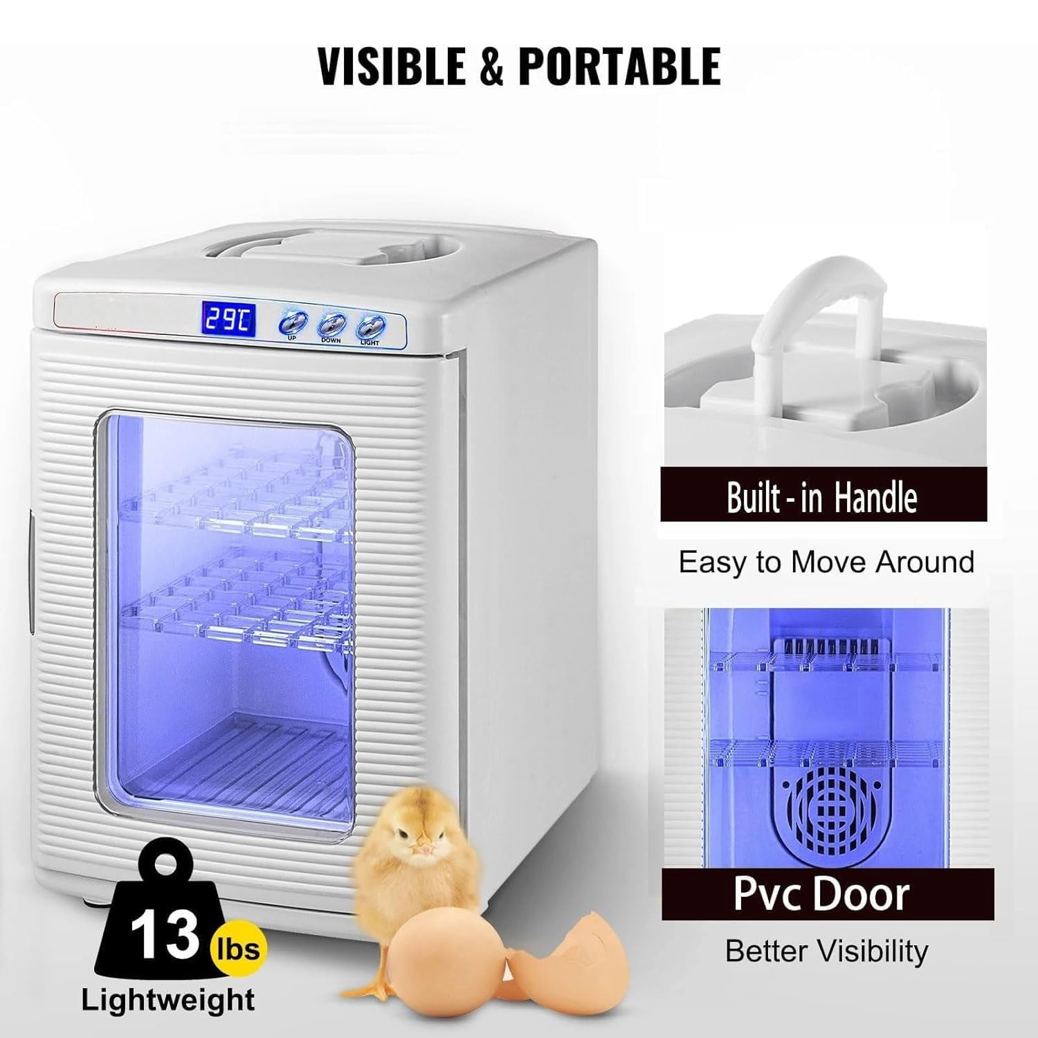 Incubadora de reptiles, incubadora digital de laboratorio con control de temperatura de 5 °C a 60 °C, ideal para huevos de reptiles y reptiles pequeños, características de refrigeración y calefacción