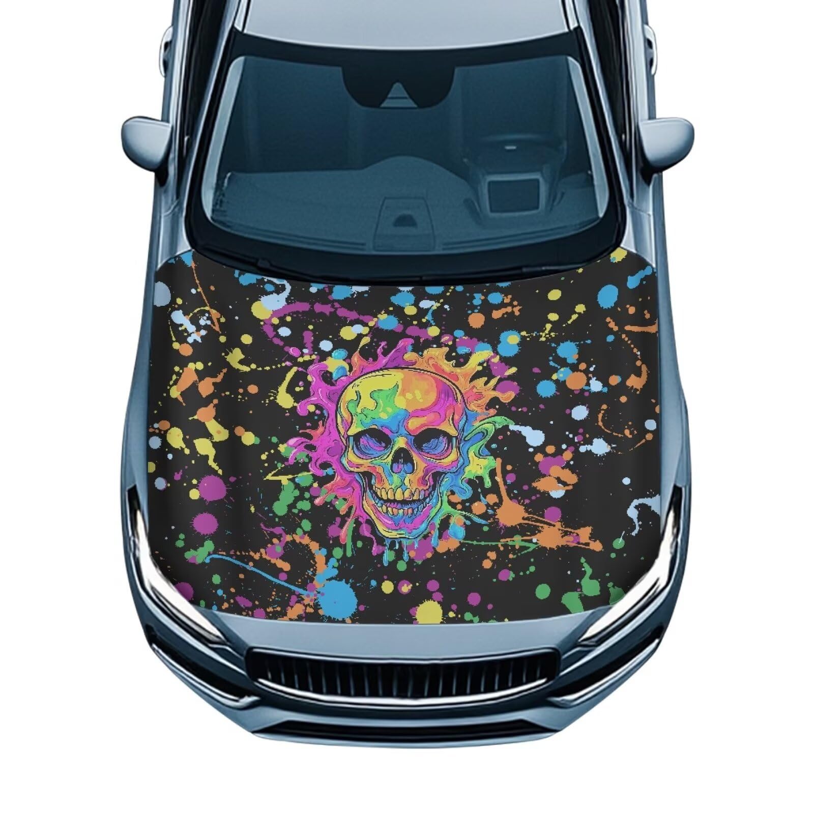 Ink Skull 59x39 in Car Hood Cover for Car Decor,Waterproof Car Cover Protector
