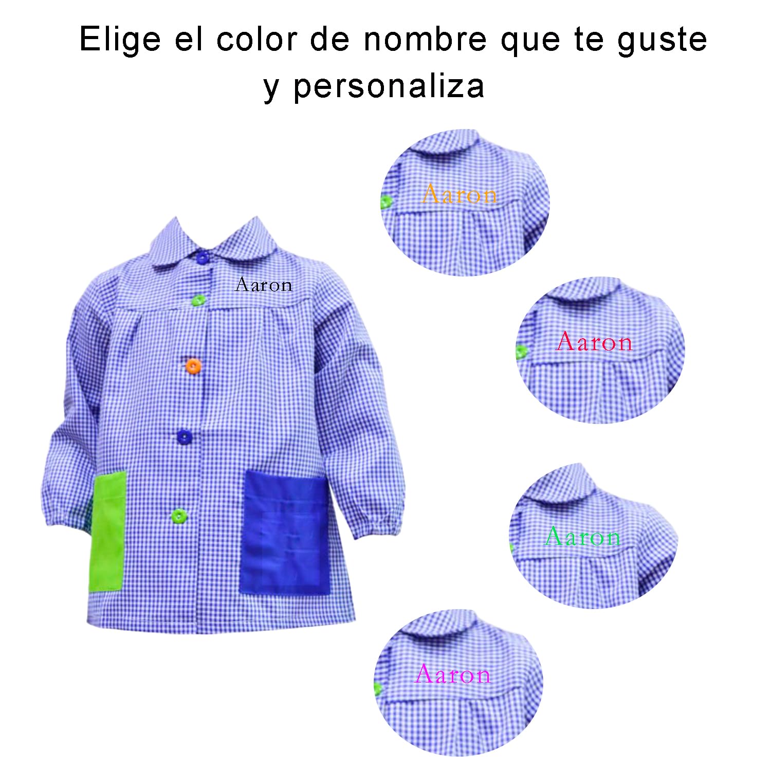 Bata Escolar Infantil Unidades Babi Escolar Niño o Niña para Guarderia y Colegio Cuadrado con Botoens Park 2 Unidades