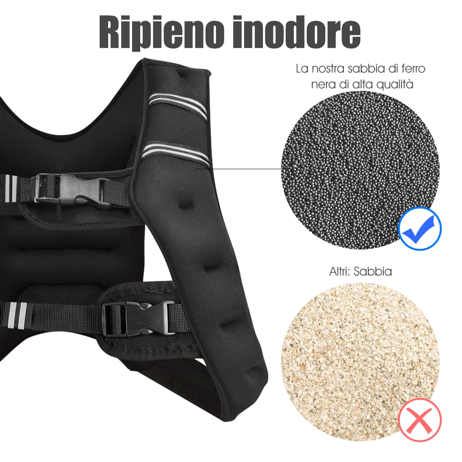 COSTWAY Giubbotto Zavorrato 8/15kg con Striscia Riflettente, Gilet con Pesi per Allenamento Forza e Resistenza, Nero (15)