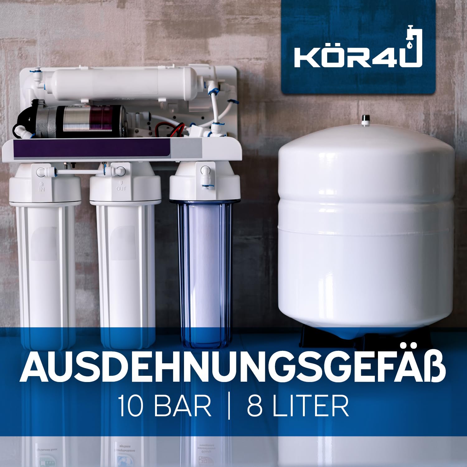 kör4u Depósito de expansión de agua potable de 8 litros, 10 bar, color blanco