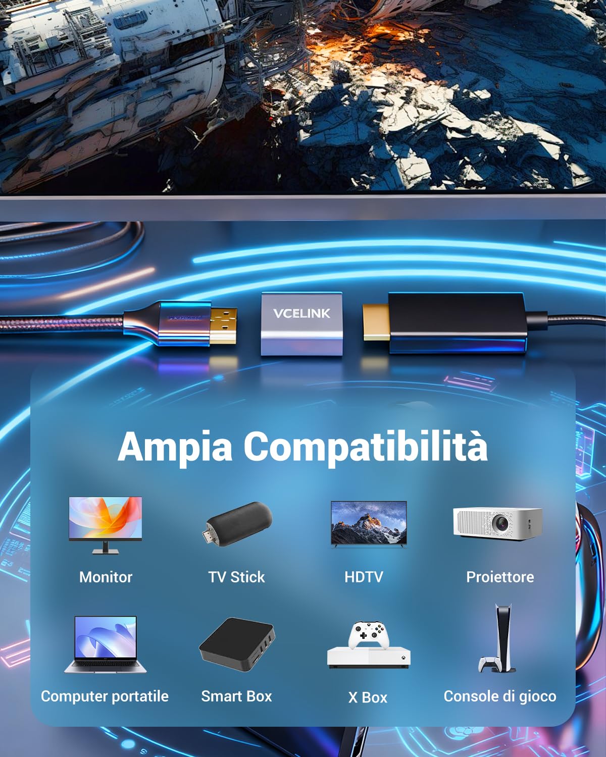 VCELINK Adattatore HDMI 2.1 Femmina-Femmina, Supporto 8K/4K 60Hz, Prolunga Cavo UHD
