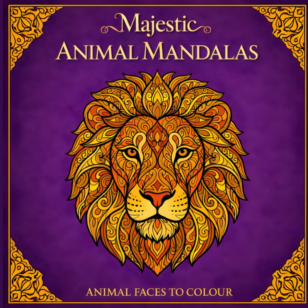 Majestic Animal Mandalas: 30 Intricate Wildlife Mandala Designs for Relaxation, Stress Relief, and Creative Mindfulness