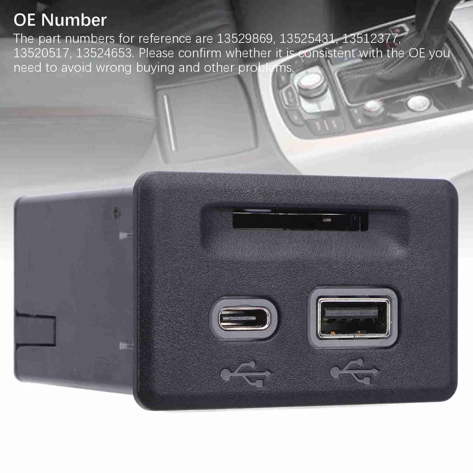RiToEasysports Consola Conector USB Adaptador de Conector Auxiliar Plug and Play Consola Central Adaptador de Puerto USB OE 13525431 13529869 para CT6 XT4 XT6 XTS 1500 Carga de Dispositivo Música