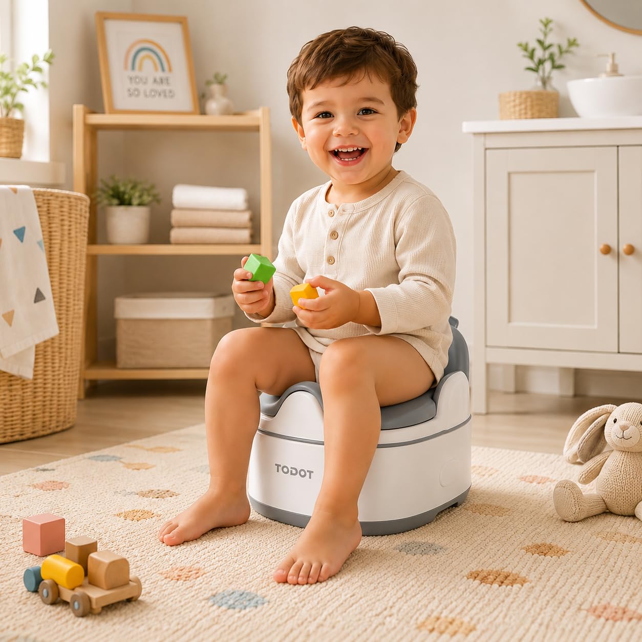 Pot Bébé Toilette 3 en 1, Potty Apprentissage De La Propreté, Pot Bébé + Réducteur WC + Marchepied Antidérapant, Multifonction pour Enfant Dès 12-36 Mois, Facilite Passage Couches aux Toilettes