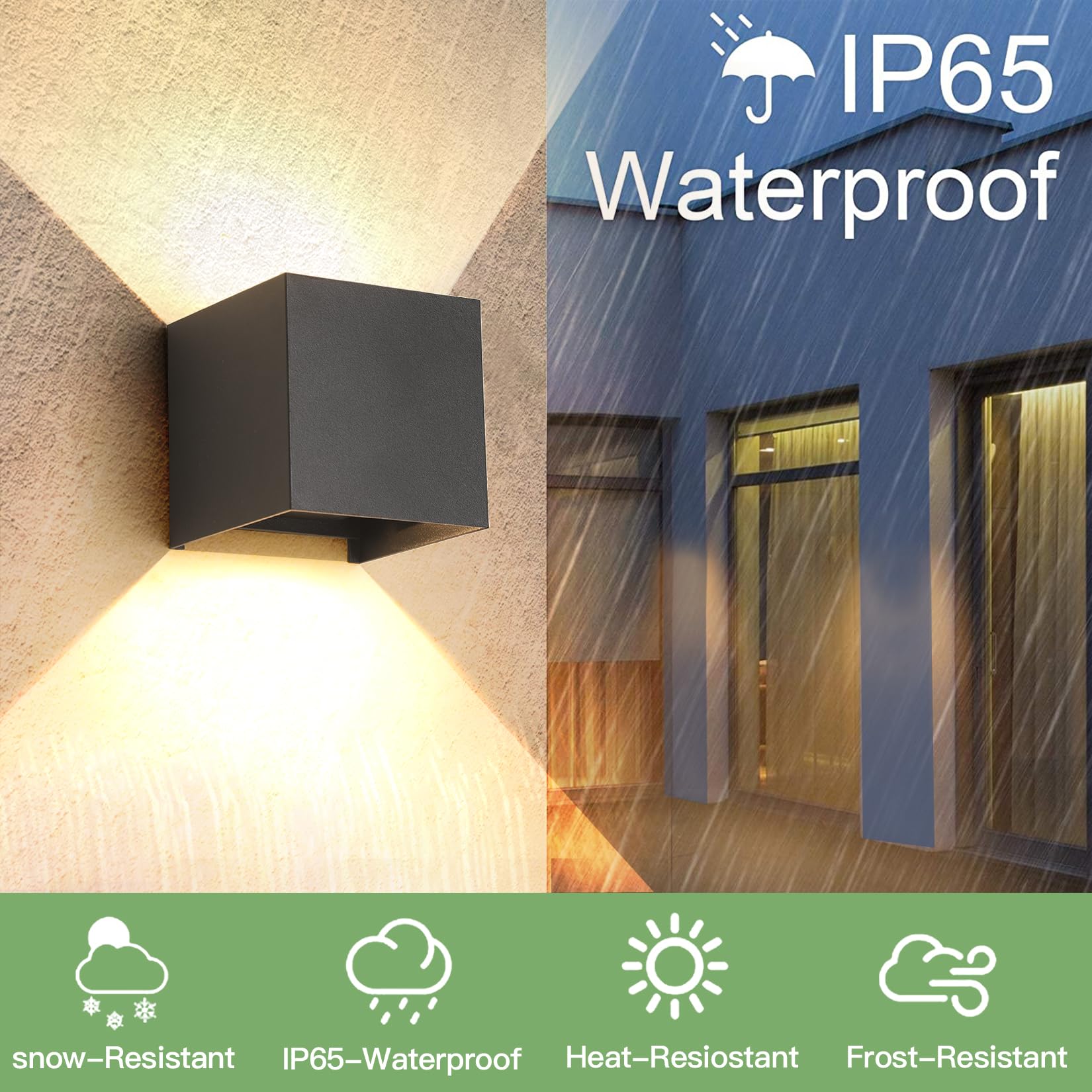 Lampada da parete LED da 6W per interni/esterni, 4000K, IP65 Applique da esterno da parete UP Down,lampada da parete per interni con angolo di emissione regolabile bianco naturale, antracite, 4 pezzi
