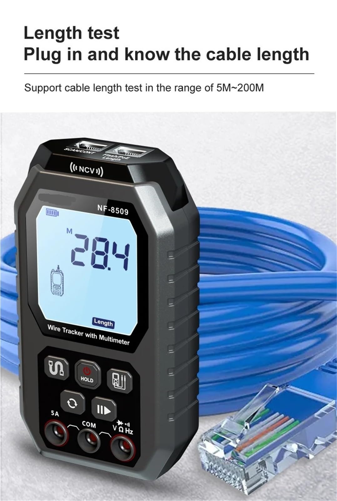 Tester for cavi di rete multifunzione for test Multimetro Corrente Tensione Resistenza Test POE LCD Wire Tracer Prove di trasmissione