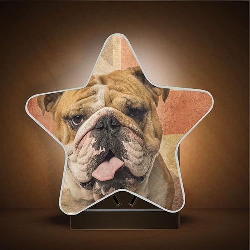 Miniatura 2 de ALAZA Bulldog inglés Bandera británica vintage con forma de estrella antigua LED luz nocturna con sensor de atardecer a amanecer, enchufe en la