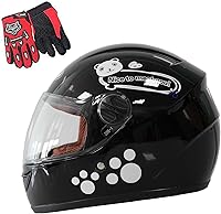 Vista 1 de Casco de motocicleta para niños con diseño de panda y guantes de carreras, certificación DOT